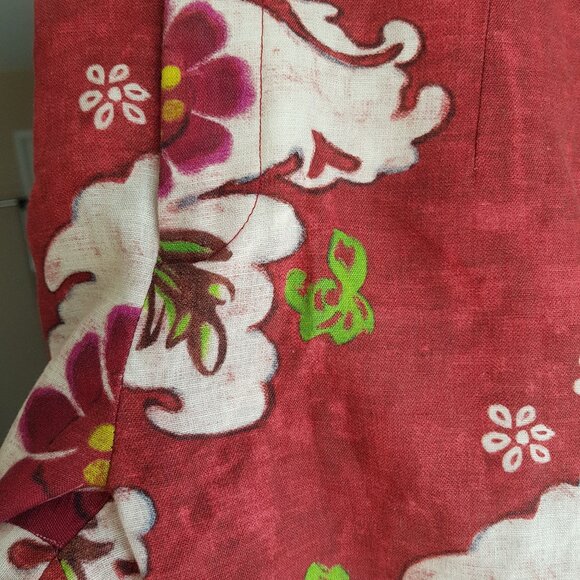 Zara Red and White Wide-Leg Linen Pants - Picture 2 of 13